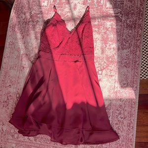 Red Backless Dress with pockets